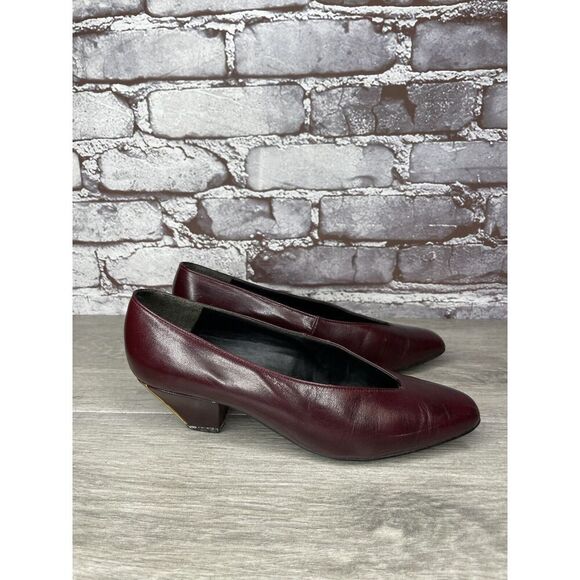 VTG Bally Maroon Leather England Pumps Dress Heels Women Sz 5M US/3UK/35EU READ - Picture 11 of 16